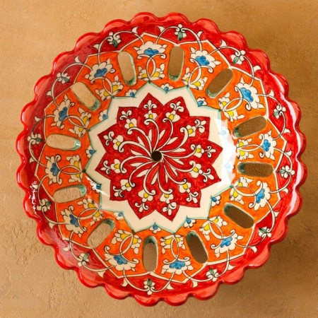 Rishtan ceramics "Flowers", 28 cm, red-1