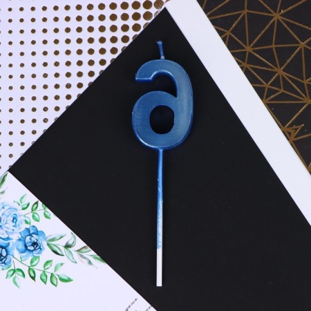 Candle for the cake, number "6", blue, 4 x 13 cm.
