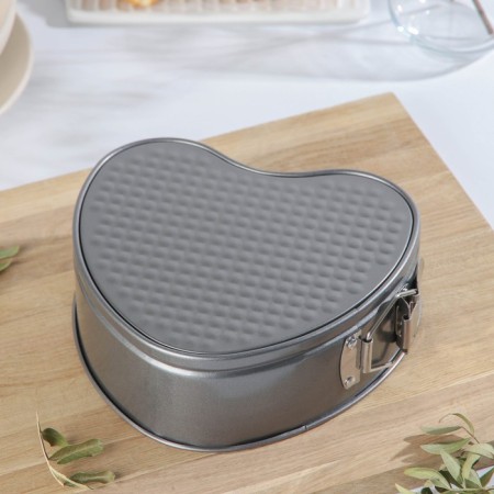 The form for baking the share "Elin. Heart ", 19.5 × 18 × 7 cm, removable bottom, anti -stick coating, gray color-4