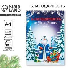 Благодарность от Деда Мороза "Дед Мороз и змейка", А4