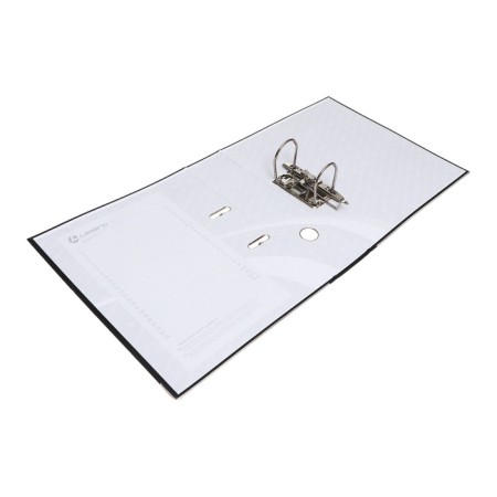 A4, 75 mm registrar, calligrata, PVC, embossing "Len", metal edging, pocket for a spine, black, black, mix-13