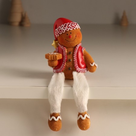 Polystone souvenir "Ginger Snowman in the New Year's outfit" Long legs mix 7.5x6x17 cm-1