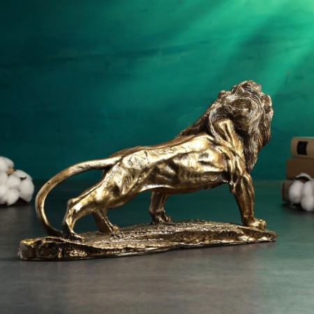 Figure "Leo on Stone" 24x43cm, bronze with gilding-3