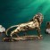 Figure "Leo on Stone" 24x43cm, bronze with gilding