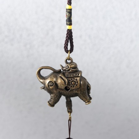 Wind Music Metal "Elephant on Coins" 5 bells 41x6 cm-1