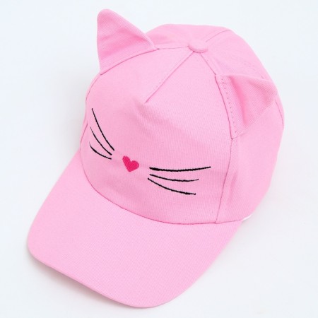 Baby cap for a girl "Kitik", with ears, color pink rr 52-54 5-7 years-5