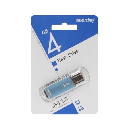Flash drive Smartbuy V-Cut, 4 GB, USB 2.0, th Up 25 MB/s, PLO up to 15 Mb/s, blue-1