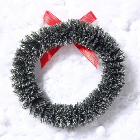 Decor "New Year's Wreath with a bow", a set of 3 pcs., Size 1 pc. -6.5 cm, dark green color-4