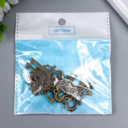 Decor Metal for creativity "Key to the heart" under brass (SK1823) 4x2 cm-4
