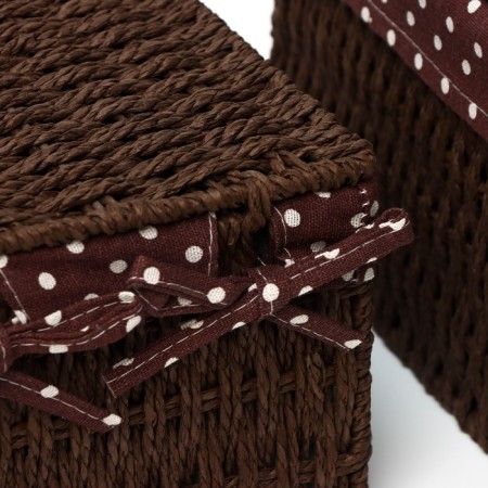 A set of handmade interior baskets with a lid LadOM, 2 pcs, size: 20 × 20 × 15 cm, 25 × 25 × 18 cm-3