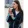 Female sports suit, size 50, dark blue color, turquoise