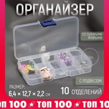 Organizer for decor, with removable cells, with a suspension, 10 departments, 13 × 6.6 × 2.2 cm