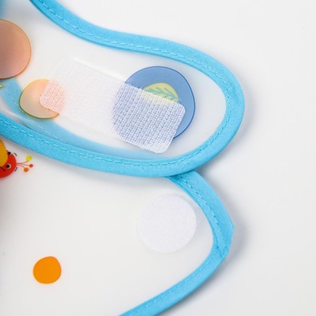 Bibslate for feeding "Baby - Pompom" waterproof on Velcro, with pompom, mix-6