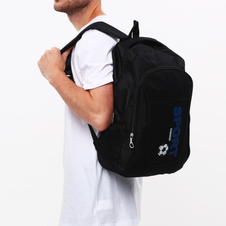Male backpack on a zipper, 3 outer pockets, black color-4