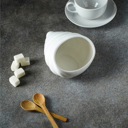 Porcelain Sugar Magistro "shell", 330 ml, white color-3