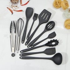 A set of kitchen supplies Black, 10 objects, black color