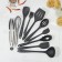 A set of kitchen supplies Black, 10 objects, black color