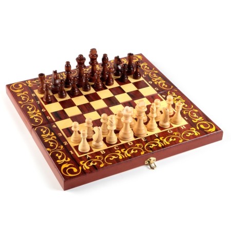 Board Game 3 in 1 "Mahon": chess, backgammon, checkers, wooden board 40 x 40 cm-1