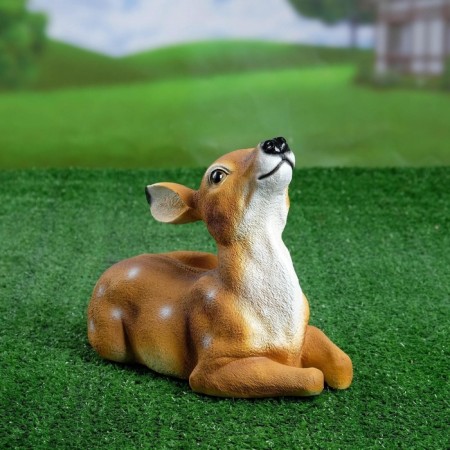 Garden Figure "Lying Olenenok" from the polystone good souvenirs, 24 cm, medium, brown