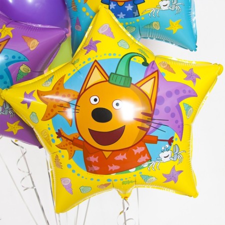 Foil ball 22 "Compote. Three cats", star, 1 pc. In packaging-1
