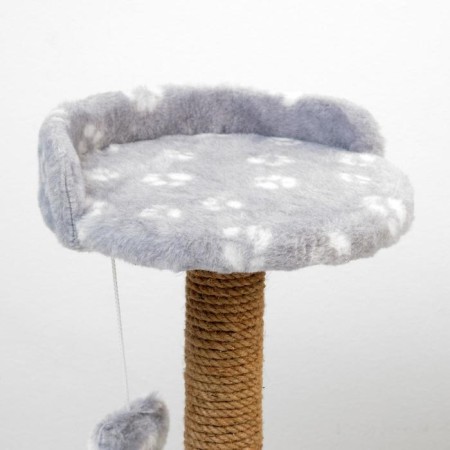 Clogging Small "Arena" with a toy, 40 x 40x 50 cm, jute, gray with paws-5