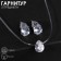 Set 2 objects: earrings, pendant “on the fishing line” Drip, white color in silver, 35cm