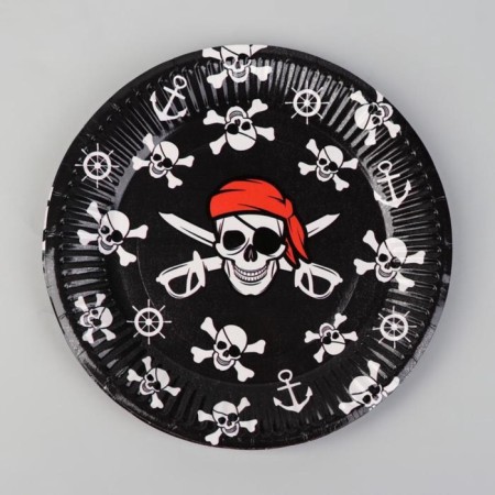 A set of paper utensils "Pirate": 6 plates, 6 glasses, 6 caps, garland-3
