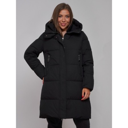 Coat insulated winter female, size 46, black color-12