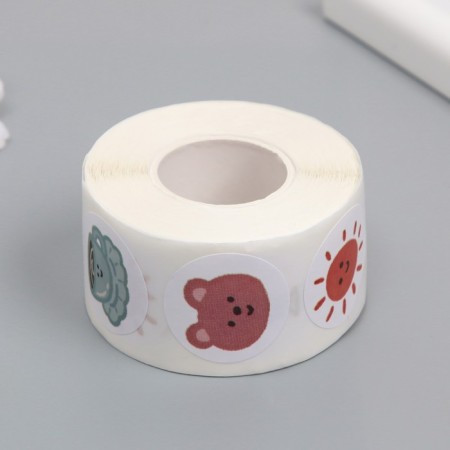 Stick Paper "Funny pictures" d = 2.5 cm 500 pcs in a roll 3x5x5.5 cm-2