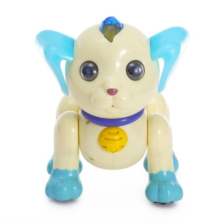 Robot dog “Smart pet” Zhory, on the control panel, interactive: sound, light, dancing, musical, on batteries, in Russian, blue and white-3