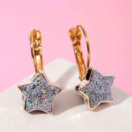 Earrings Assorted "Stars" sparkles, color silver in gold-1