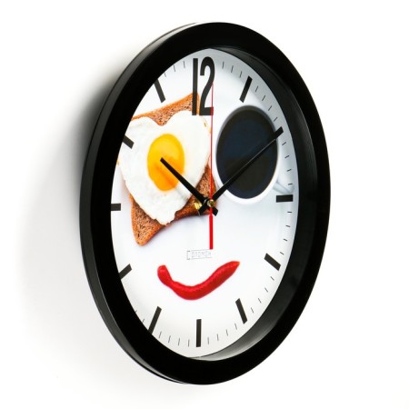 Wall clock, D-28 cm, kitchen, "funny breakfast", silent-1
