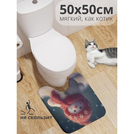 Коврик для туалета «Снеговик», противоскользящий, размер 50x50 см