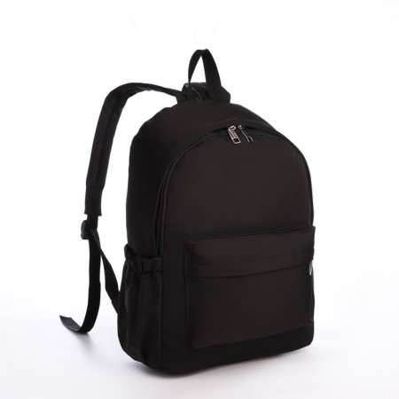 Young backpack from textiles on lightning, 4 pockets, black color