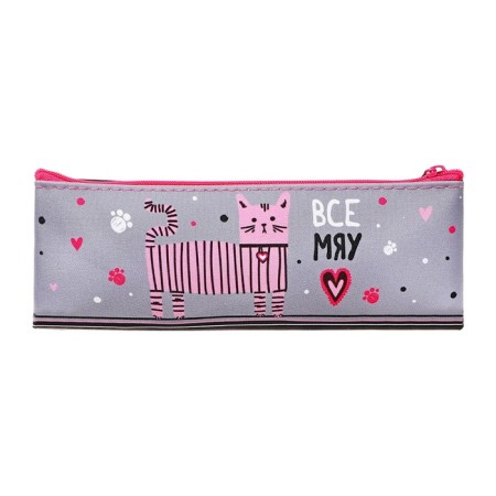 Penal is soft, 1 department 75 x 195 mm, flat, Hatber "mustachioed-striped" black/pink npk_64199-2