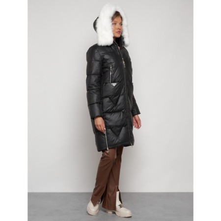 Coat insulated winter female, size 52, black color-6