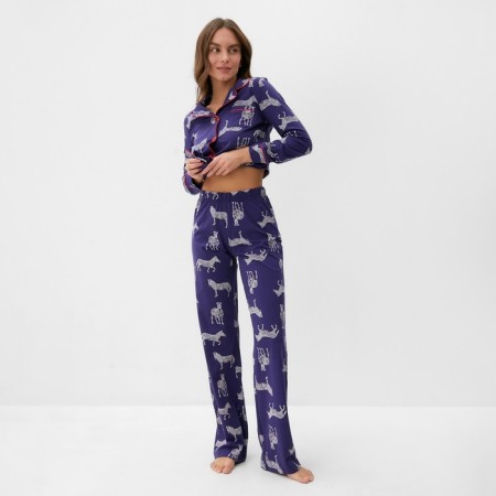 Female pajamas (shirt and trousers) KAFTAN Zebra size 48-50, blue color-2