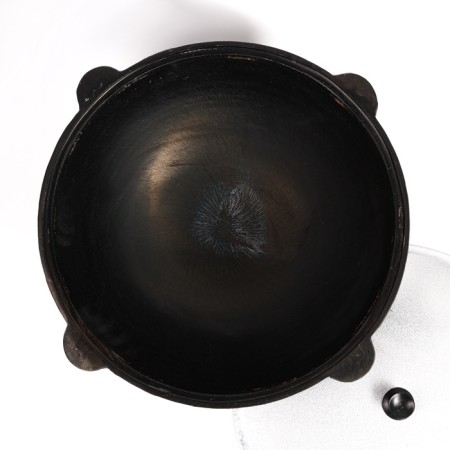 Cast iron cauldron, 22 l, round bottom, aluminum cover-3