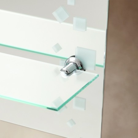 Wall mirror, with sandblasting graphics, 80 x 60 cm, with a shelf, 8 brackets-2