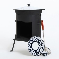 Set for pilaf 5 items, cauldron 10l, stove for cauldron, saucer, frog 28cm, Schumovka 45cm