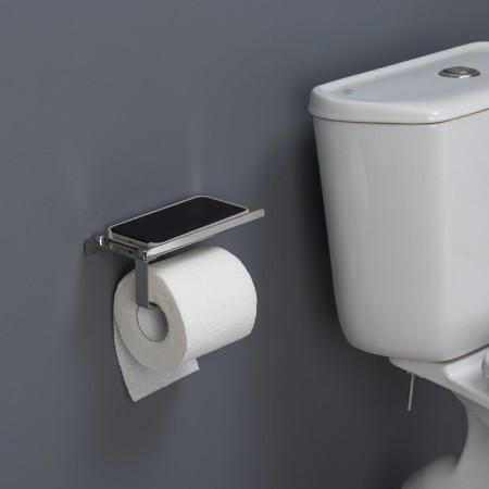 Toilet paper holder, with a shelf for a phone-9