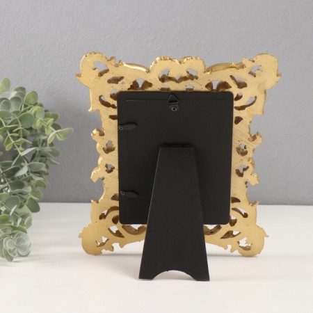 Photo frame Polystone 10x15 cm "Lush leaves and forget -me -nots" gold 26.5x21.5 cm-4