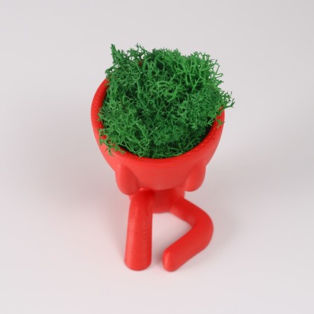 Kashpo concrete mini "Mr. Green" Mizaru with moss red 5.5x6.5x6.5 cm (moss green stabil)-4