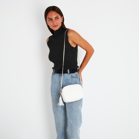 Bag Cross-Bodi with a zipper, white color-7