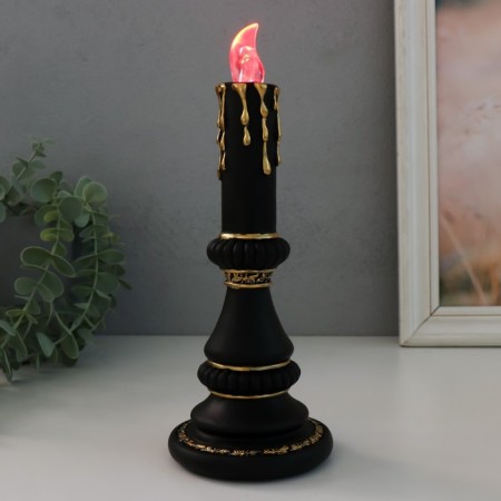 Souvenir Polystone Light "Candle" 2xlr44 black with gold 10x10x24.5 cm