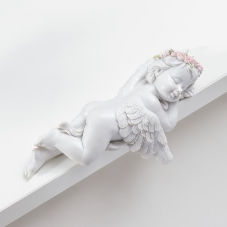 Souvenir Polystone "Sleeping Snowthrough Angel with Wenk" 7.5x16.5x6.5 cm-2
