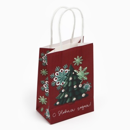 Gift package "Happy New Year", Christmas tree, white craft, 15 x 10 x 6 cm, new year-4