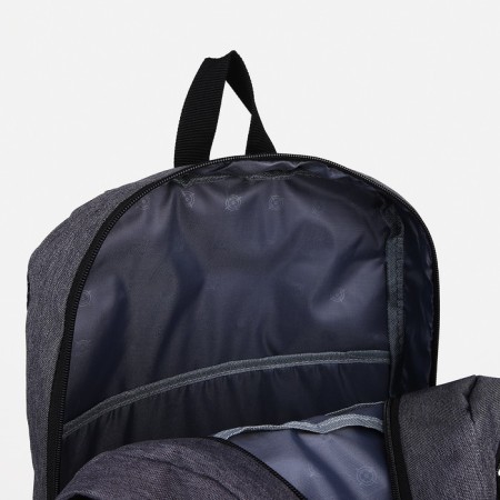 School backpack from textiles with lightning, 5 pockets, Fulldorn, gray/blue color-5