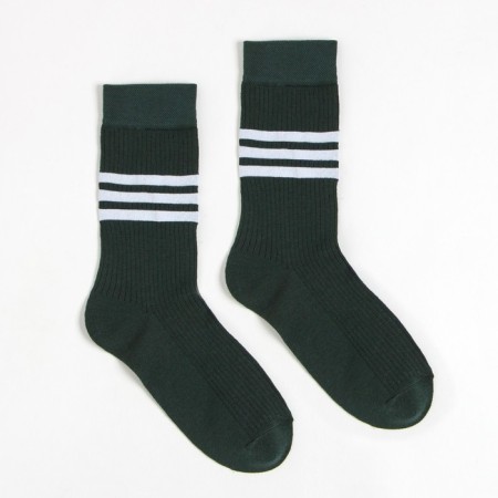 Socks "stripes", dark green color, size 23-25 ​​(37-40)-1