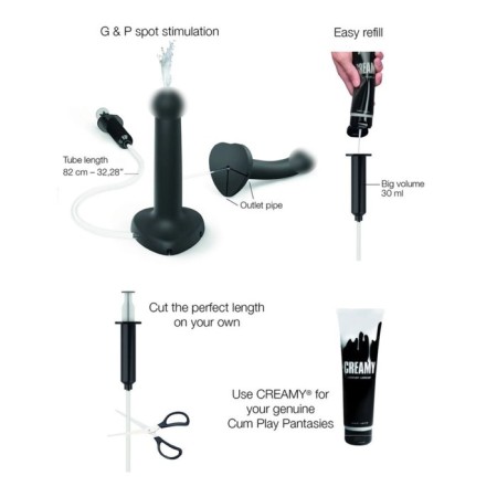 STRAP-ONE DILDO SEMI-REALISTIC Fallomitator with ejaculation function, black L, 18.2 cm-2